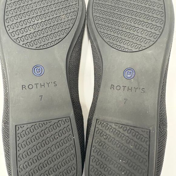 ROTHY'S | The Flat Black w/ Cobalt Blue Trim Washable eco-friendly Shoes sz: 7 - Picture 12 of 13